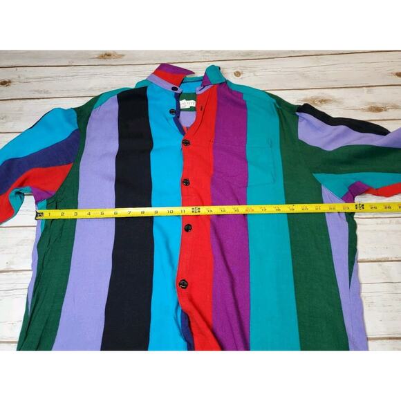 Vintage 90s‎ Z Cavaricci Womens Top Medium Long Sleeve 80s Striped Made In USA - Picture 6 of 8